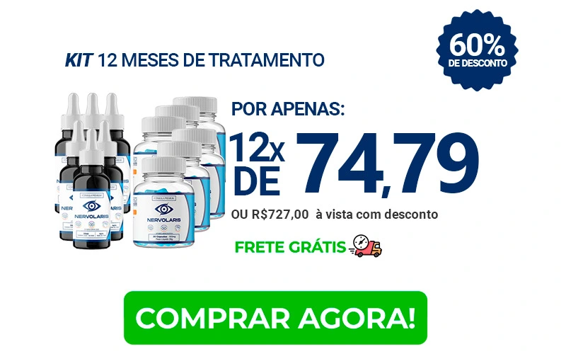 Kit anual com 12 frascos de Nervolaris, tratamento para manter a saúde visual, prevenir a degeneração ocular e melhorar o conforto dos olhos