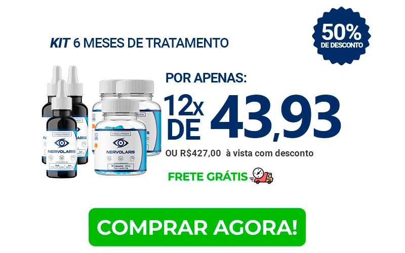 Conjunto de 6 frascos de Nervolaris, solução completa para 6 meses de fortalecimento da visão e combate a problemas oculares
